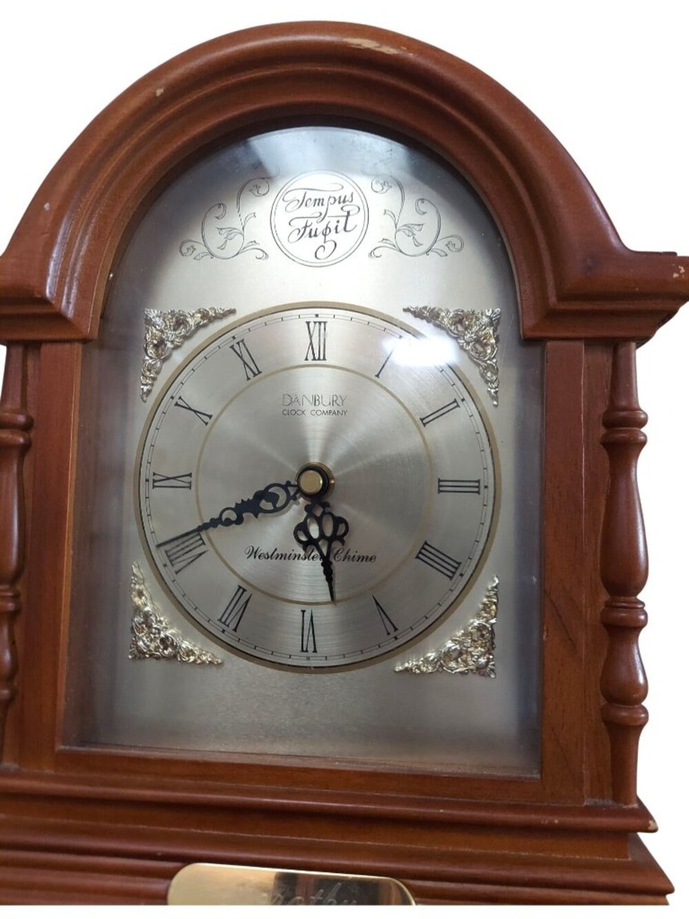 Danbury Tempus Fugit Westminster Chime Mantel Clock Wood Finish